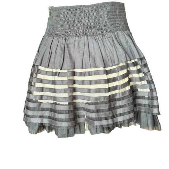 Free People Striped Tiered Tulle Mini Skirt Black Cream Lined Coquette Style 6 - Picture 4 of 10